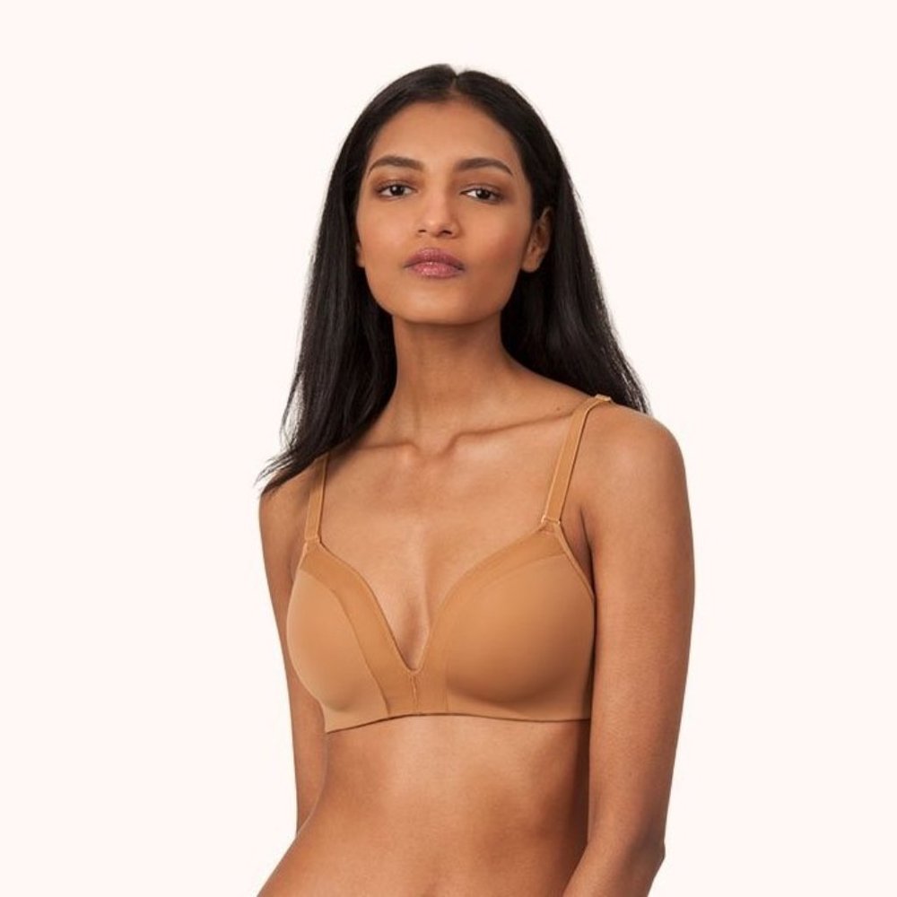 The Mesh Trim No Wire Bra in Warm Oak | LIVELY